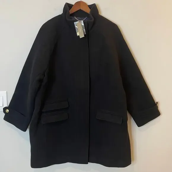 J.Crew Toscana Coat Italian Stadium Cloth Wool Midi City Classic CE180 Black 6 - Picture 2 of 16